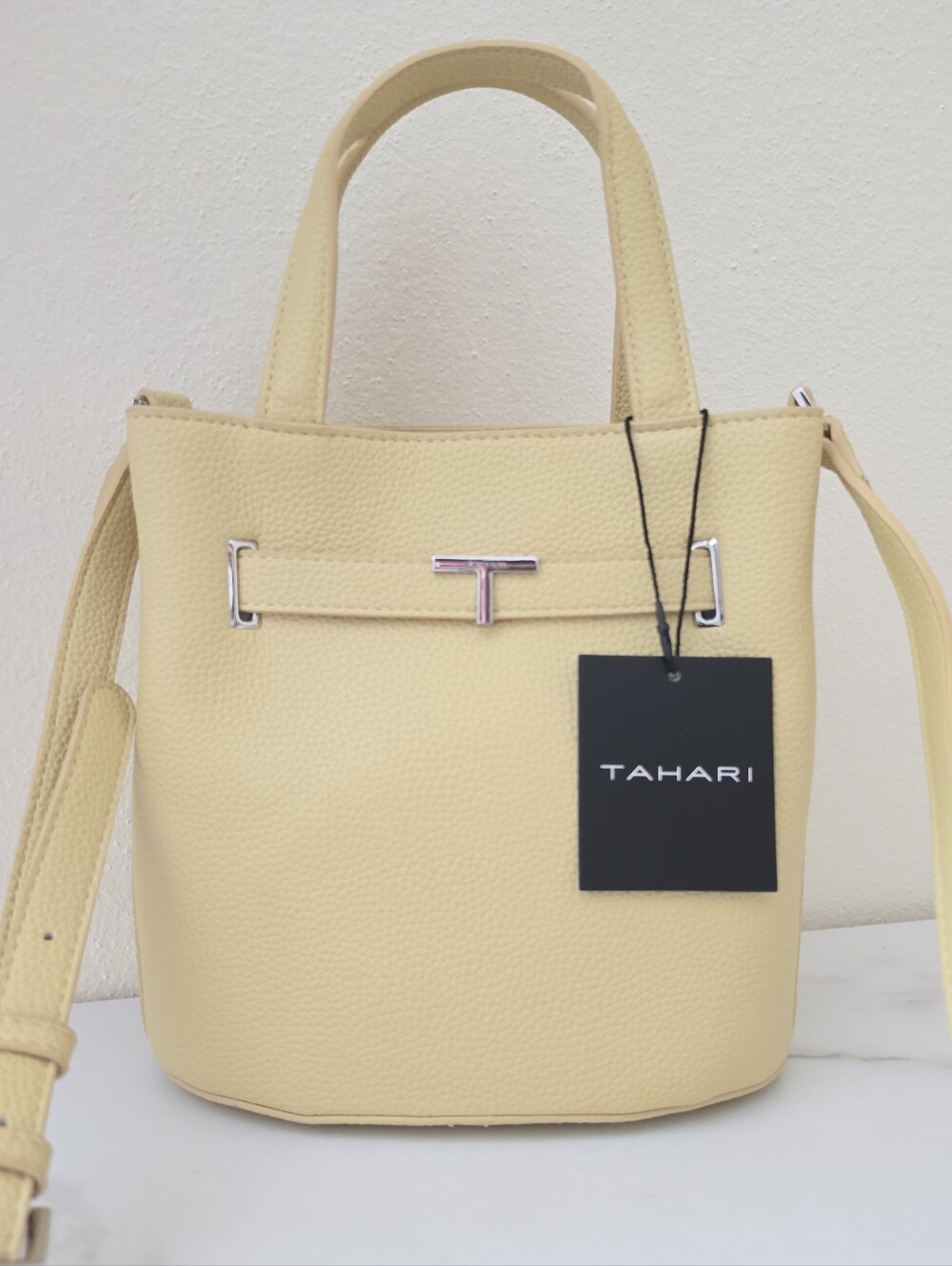 Tahari Hayzel Classy Bucket Bag in Citron - NWT